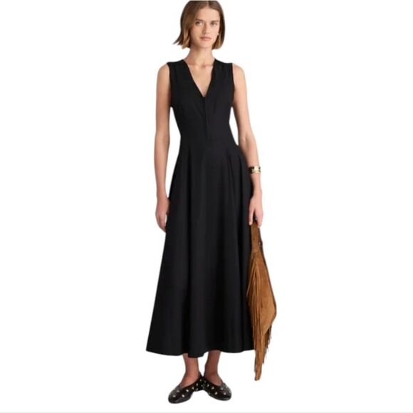 Madewell Dresses & Skirts - NWT Madewell Yana Dress V-Neck Circle Midi Jet Black Size 00